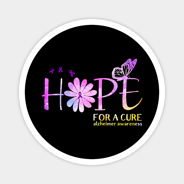 Hope For A Cure Alzheimer Awareness Flower Gift Magnet by thuylinh8